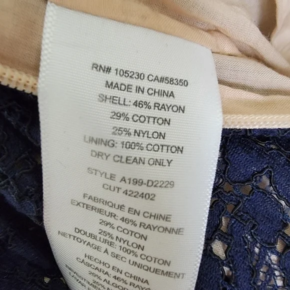 Joie Solandra Navy Blue Cream Lace Spaghetti Strap A Line Fit Flare Dress Size 0 - Picture 5 of 5